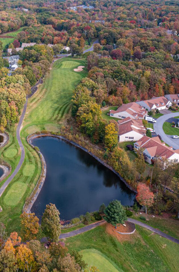 aerial view golf course community