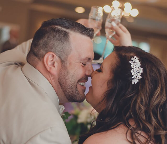 bride groom toasting wedding