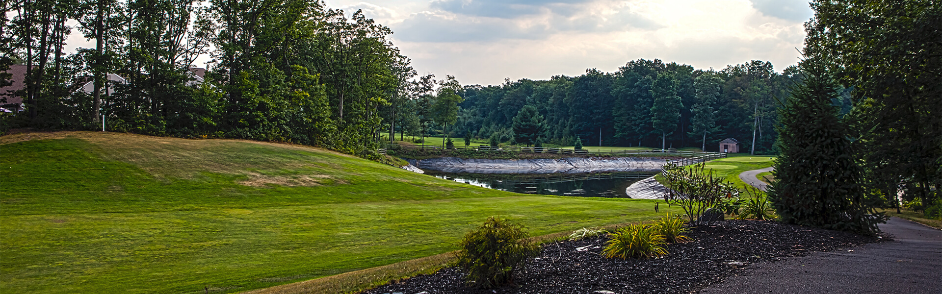 golf course green pond