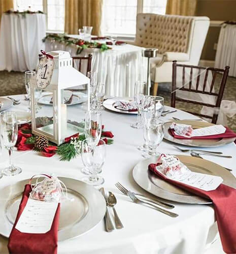 red winter wedding tablescape