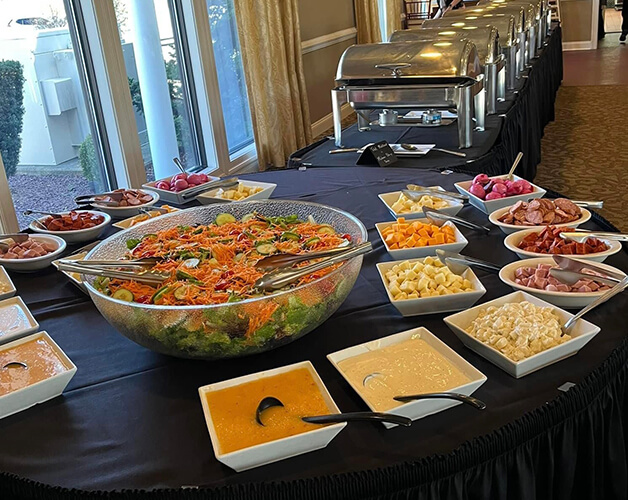 catering buffet table salad